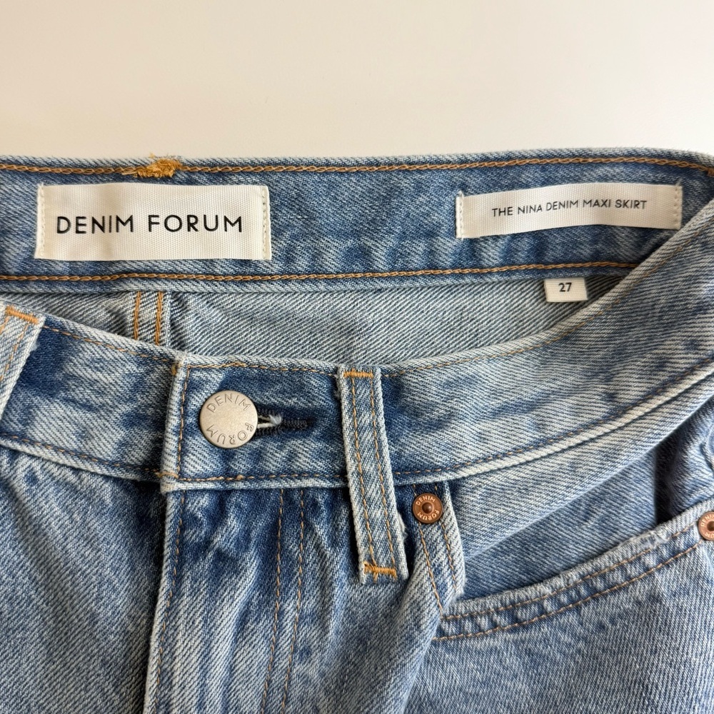 Aritzia Denim Forum The Nina High-Rise Maxi Slim Denim Skirt Size 27 - Picture 10 of 12